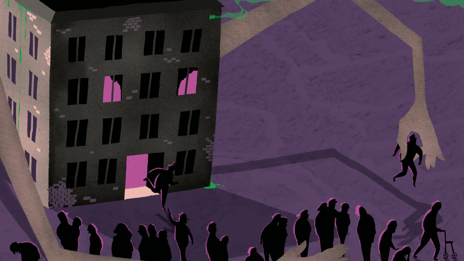 Illustration av sjuka hus.