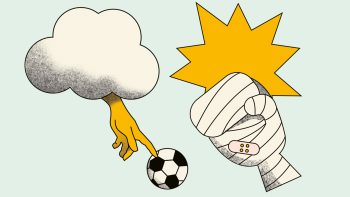 Illustration av klassiska sportfusk som Maradonas "guds hand" och gips i boxhandske.