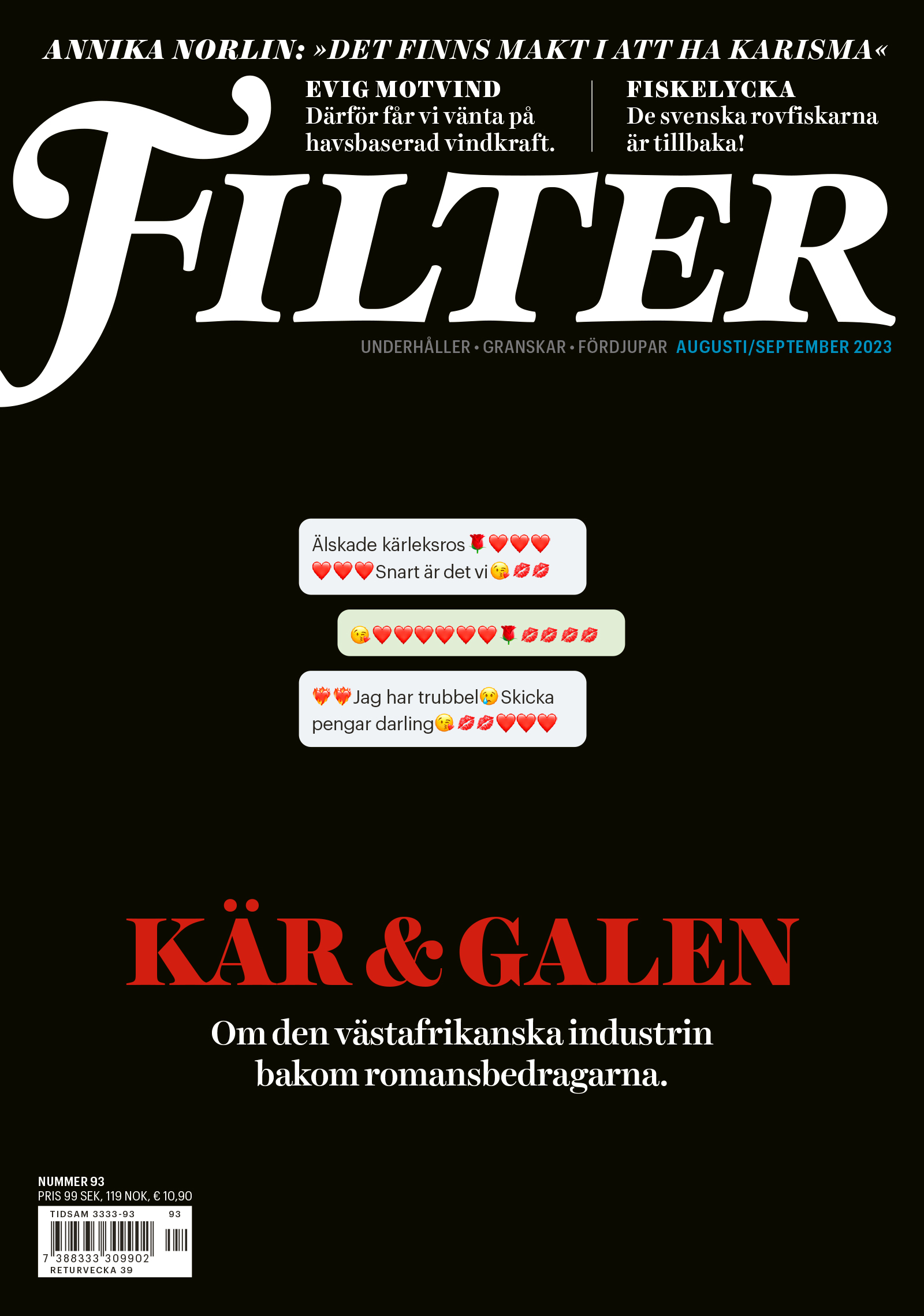 Bild på en konversation mellan romansbedragare och offer.