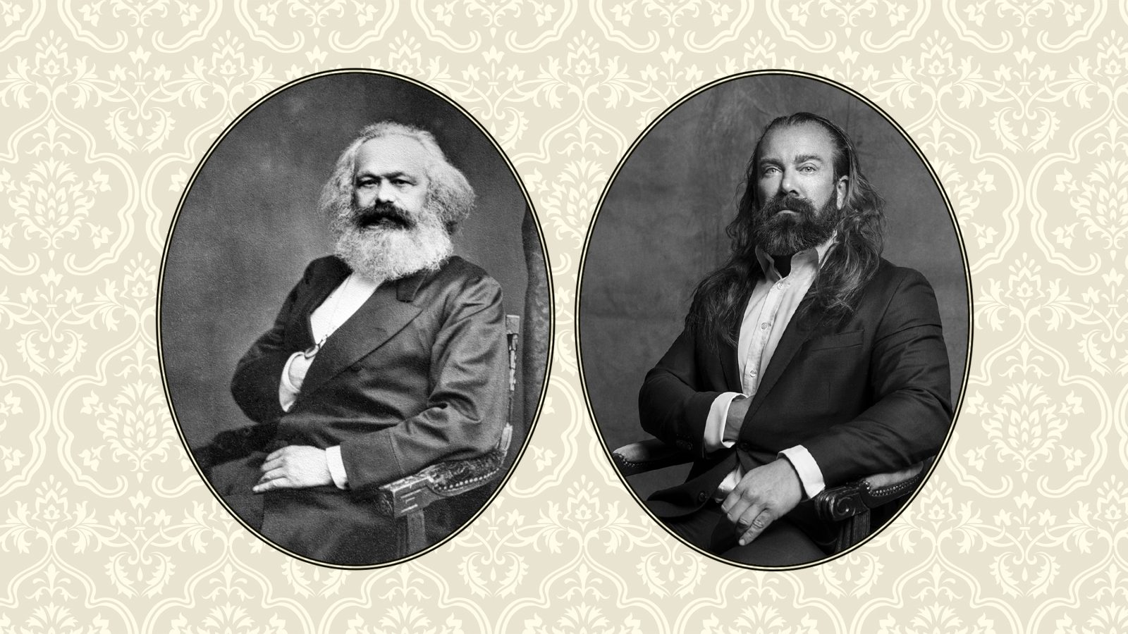 Bild på Karl Marx och Jan Emanuel i sambands med den senares självbiografi