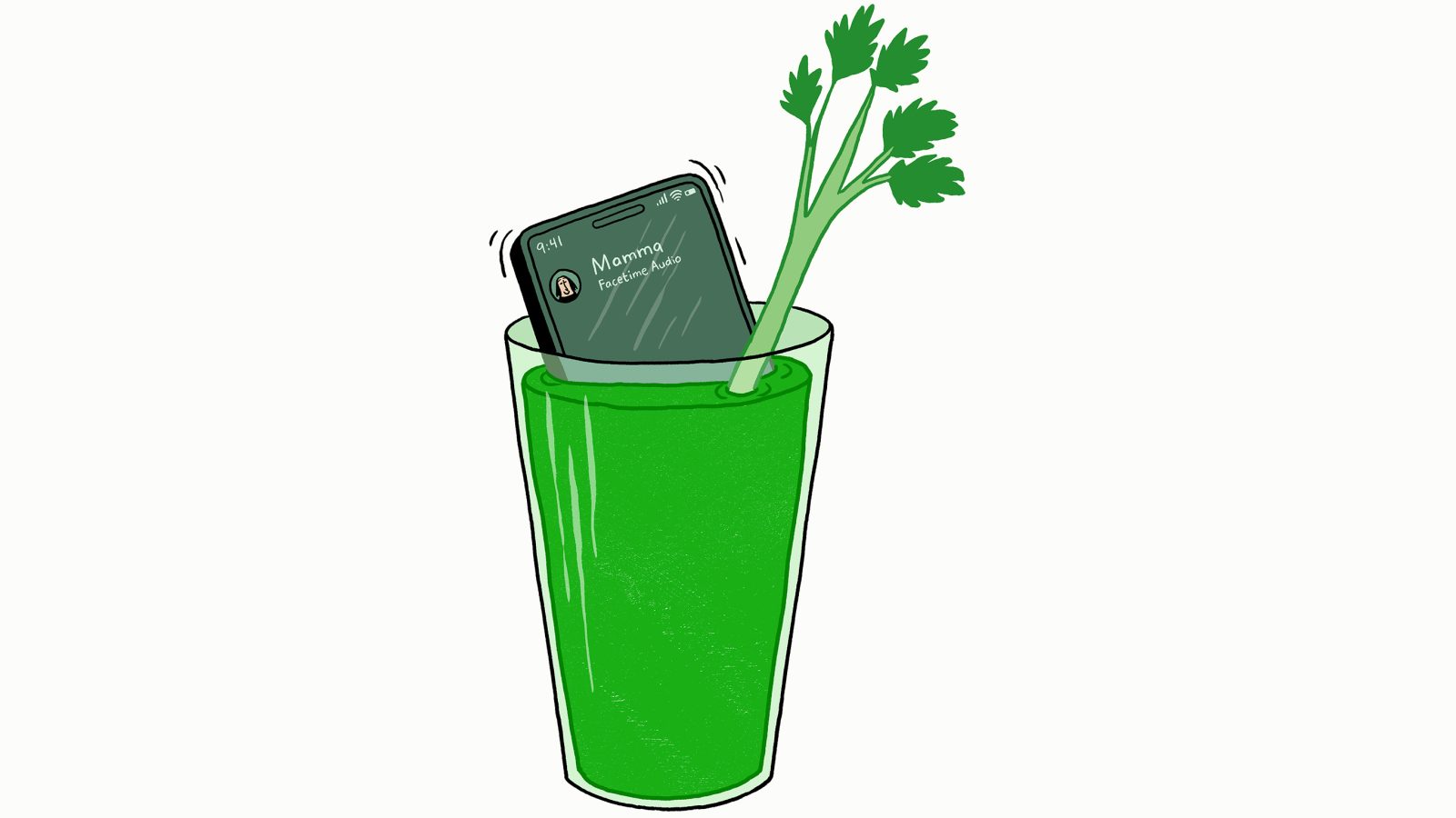 Mobil i ett juiceglas för att illustrera andra detox som är bluff.