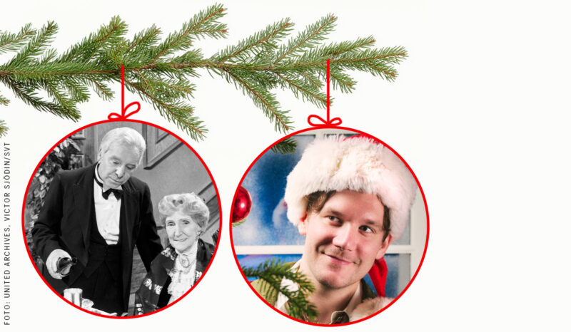 Julkulor där Grevinnan och betjänten är i den ena och Christopher Garplind är i den andra.