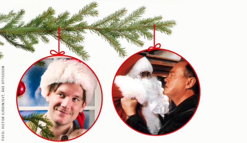 Julkulor där Christopher Garplind är i den ena och Tomten är far till alla barnen är i den andra.