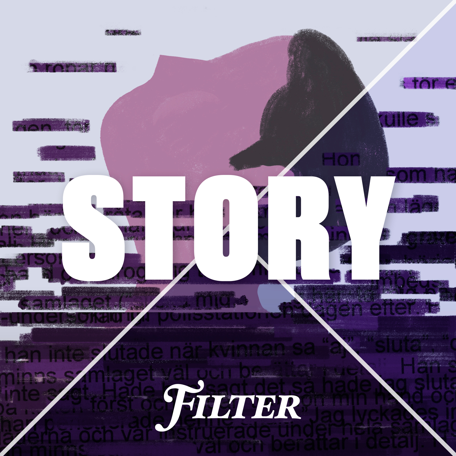 Vinjettbild till Story: Illustration av en anonym person drunknar i ett hav av utsagor. Ska visualisera samtyckeslagens problem med utsagor.